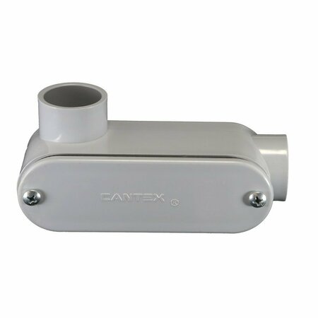 CANTEX - ELECTRICAL FITTINGS Cantex 5133648 Conduit Body, 2-Hub, 1-1/2 in Hub, PVC, Gray 5133648U